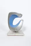 Curved abstract form Signed PERCY BROWN and inscribed indistinctly by Percy Brown, Steel and blue paint, on a marble base, sold May 2021