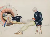 Woman with a Sun Parasol by Dorte Clara Dodo Burgner, watercolour and pencil on paper, sold Oct 2020