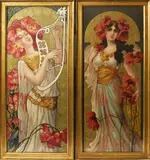 One playing a lyre by Mary Galay, print, sold Oct 2020