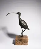 Curlew patinated welded metal on driftwood rectangular plinth by Robert Brotherton, sculpture, sold Oct 2020