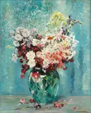 Still Life of Mixed Flowers by Bernard Adams, oil on canvas, sold Nov 2014