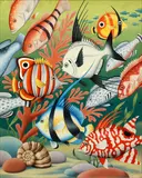 Tropical Fish by Fred Aris, oil on canvas, sold Nov 2014