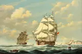 Early 19th Century Men-o-War off the Dover coast; and a companion by Salvatore Colacicco, oil on board, sold Nov 2014