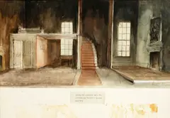 A set design by John Piper C.H., watercolour, pen and black ink, sold Nov 2014