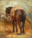 Horse carrying a stag by Heywood Hardy, oil on canvas, sold Nov 2014