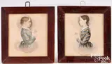 portraits of the Pomery children by James Sanford Ellsworth, watercolor, sold Oct 2022