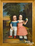 portrait of a young boy and girl of the Lichtey family by Arthur Armstrong, oil on canvas, sold Oct 2022