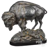 of a buffalo by Joe Wayne, bronze, sold Oct 2022