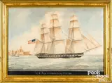 ship portrait by Nicholas S. Cammillieri, watercolor, sold Oct 2022