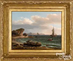 coastal scene by Thomas Birch, oil on canvas, sold Oct 2022