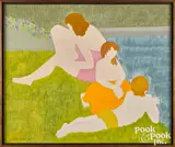 titled Poolside by March Avery, oil on board, sold Oct 2022