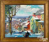 winter landscape by Garnet Jex, oil on board, sold Oct 2022
