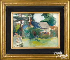 landscape with cottage by George Gardner Symons, oil on board, sold Oct 2022
