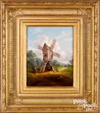 landscape with windmill by William Rickarby Miller, oil on board, sold Oct 2022