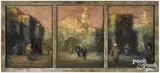 village triptych by Leonid Gechtoff, oil on board, sold Oct 2022
