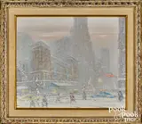 New York City winter landscape by Johann Berthelsen, oil on canvas, sold Oct 2022