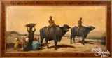 of Arabian children riding water buffalo by Margaret Murray Cookesly, oil on canvas, sold Oct 2022