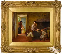 interior scene by George Smith, oil on board, sold Oct 2022