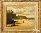 coastal scene by Edmund Aubrey Hunt, oil on canvas, sold Oct 2022