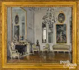 interior scene by Eugène Delaporte, oil on canvas, sold Oct 2022