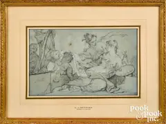 graphite by Charles-Joseph Natoire, mixed media, sold Oct 2022
