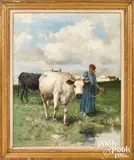 of a peasant woman with cows by Julien Dupré, 1886, oil on canvas, sold Oct 2022