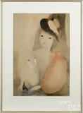 of a mother and child by Marie Laurencin, watercolor on paper, offered Oct 2022