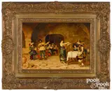 panel tavern scene by Giuseppe Aureli, oil on wood, sold Oct 2022