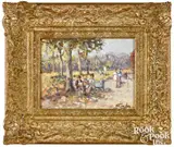 impressionist park landscape by Niek Van der Plas, oil on panel, sold Oct 2022