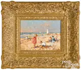impressionist beach scene by Niek Van der Plas, oil on panel, sold Oct 2022