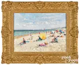 impressionist scene of a beach by Niek Van der Plas, oil on panel, sold Oct 2022