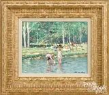 impressionist landscape by Niek Van der Plas, oil on panel, sold Oct 2022