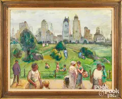 of Central Park by Bernard Gussow, oil on canvas, sold Oct 2022