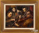 of a string quartet by Bernard Gussow, oil on canvas, sold Oct 2022