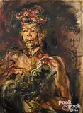 titled Balinese Cock Fighter by Affandi, oil on canvas, sold Oct 2022