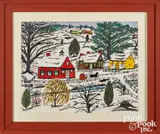 winter landscape by Hattie Klapp Brunner, watercolor and gouache, sold Oct 2022