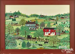 summer landscape by Hattie Klapp Brunner, watercolor and gouache, sold Oct 2022