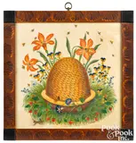 theorem of a bee skep by David Y. Ellinger, oil on velvet, sold Oct 2022