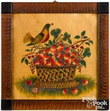 theorem of a basket of strawberries by David Y. Ellinger, oil on velvet, sold Oct 2022