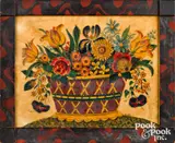theorem of a basket of flowers by David Y. Ellinger, oil on velvet, sold Oct 2022