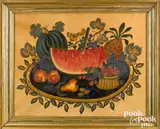 theorem of a tray of fruit by David Y. Ellinger, oil on velvet, sold Oct 2022