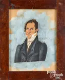 bust length portraits of a husband and wife by Jacob Maentel, watercolor and gouache, sold Oct 2022
