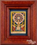 fraktur scherenschnitte by Jacob Botz, watercolor, sold Oct 2022