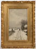 WINTER LANDSCAPE PAINTING by Geo Poggenbeek, watercolor on paper, sold Mar 2024