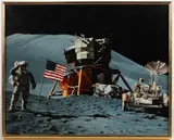 THE MOON LANDING OIL PAINTING by Steve Mitchell, oil on canvas, sold Mar 2024