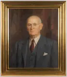 PORTRAIT OF FRANK TYREE BATES, JR. (HENRICO COUNTY, VA 1876-1965) by David Silvette, oil on canvas, sold Mar 2024