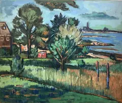 Untitled by Frederick Childs, Oil on masonite SLL, sold Feb 2023