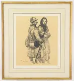 Soldier with Family by Théophile Steinlen, Lithograph, sold Feb 2023