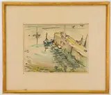 Fisherman Wharf by Étienne Ret, Watercolor, sold Feb 2023