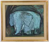 Jeune Elephant, Hannibal by Étienne Ret, Oil on board, sold Feb 2023